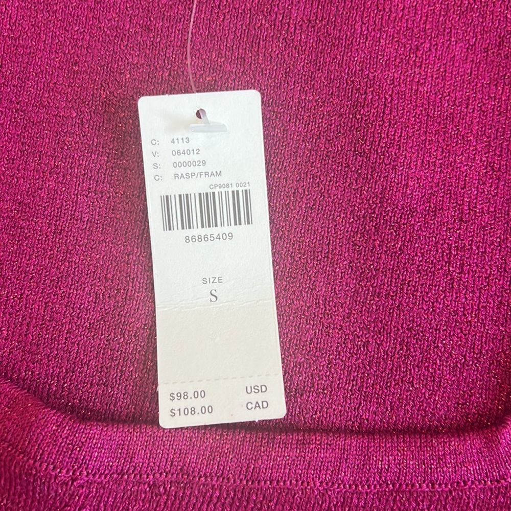 Maeve by Anthropologie‎ NWT Square Neck Bell Sleeve Sweater Raspberry Sparkle - Picture 8 of 9